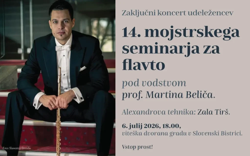 Koncert 14. mojstskega seminarja za flavto pod vodstvom prof. Martina Beliča